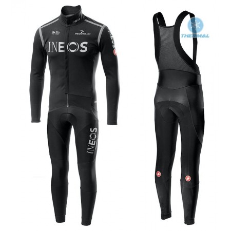 Set Fietsshirt Lange Mouw + Lange Koersbroek 2020 TEAM INEOS N002 Winter Thermal Fleece
